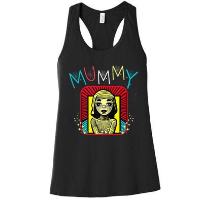 Mummy Deady Matching Mom Dad Halloween Pop Art Style Women's Racerback Tank