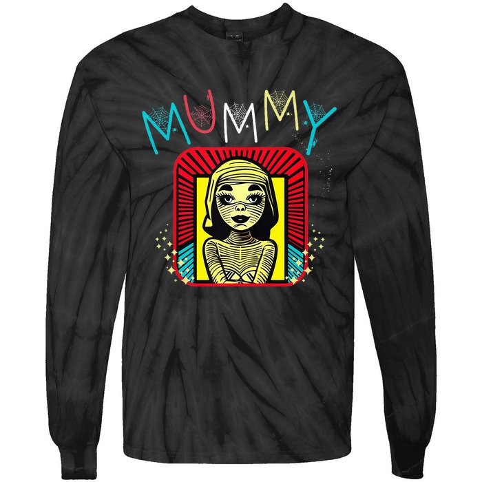 Mummy Deady Matching Mom Dad Halloween Pop Art Style Tie-Dye Long Sleeve Shirt