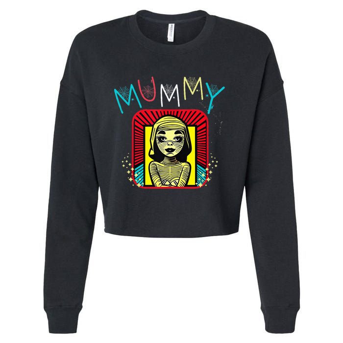 Mummy Deady Matching Mom Dad Halloween Pop Art Style Cropped Pullover Crew