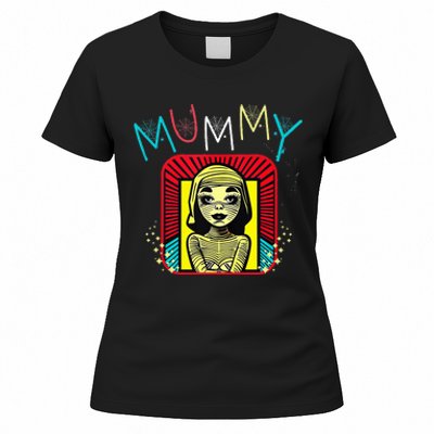 Mummy Deady Matching Mom Dad Halloween Pop Art Style Women's T-Shirt