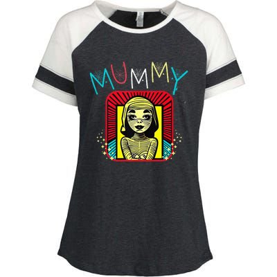 Mummy Deady Matching Mom Dad Halloween Pop Art Style Enza Ladies Jersey Colorblock Tee