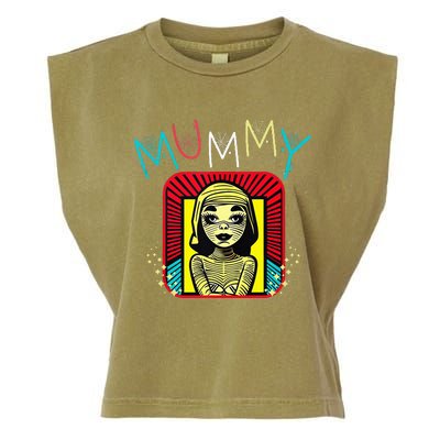 Mummy Deady Matching Mom Dad Halloween Pop Art Style Garment-Dyed Women's Muscle Tee