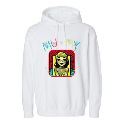 Mummy Deady Matching Mom Dad Halloween Pop Art Style Garment-Dyed Fleece Hoodie