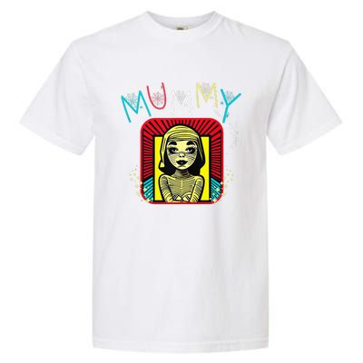 Mummy Deady Matching Mom Dad Halloween Pop Art Style Garment-Dyed Heavyweight T-Shirt