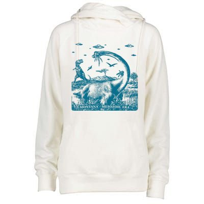 Montana Dinosaur Womens Funnel Neck Pullover Hood