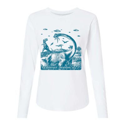 Montana Dinosaur Womens Cotton Relaxed Long Sleeve T-Shirt