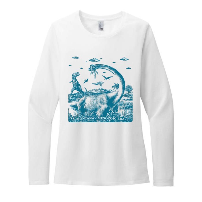 Montana Dinosaur Womens CVC Long Sleeve Shirt