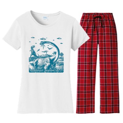 Montana Dinosaur Women's Flannel Pajama Set