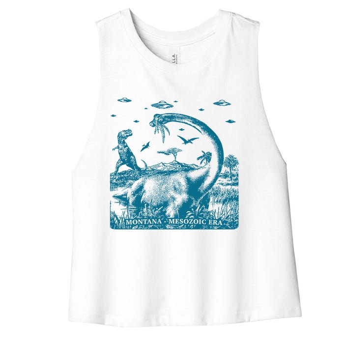 Montana Dinosaur Women's Racerback Cropped Tank