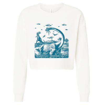 Montana Dinosaur Cropped Pullover Crew