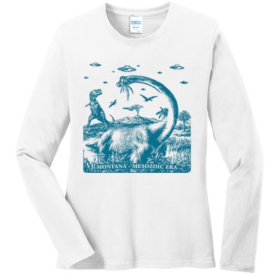 Montana Dinosaur Ladies Long Sleeve Shirt