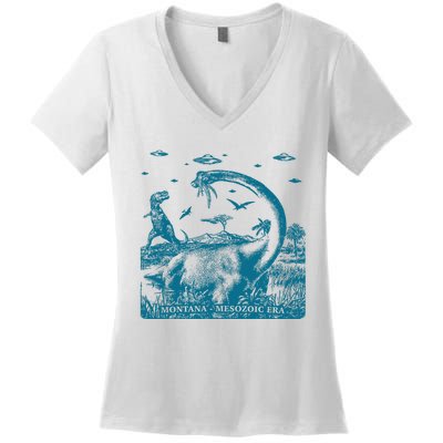 Montana Dinosaur Women's V-Neck T-Shirt