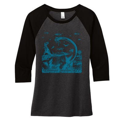 Montana Dinosaur Women's Tri-Blend 3/4-Sleeve Raglan Shirt