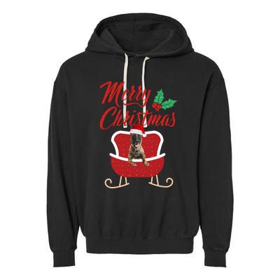 Malinois Dog Merry Christmas Design For The Holiday Season! Garment-Dyed Fleece Hoodie