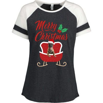 Malinois Dog Merry Christmas Design For The Holiday Season! Enza Ladies Jersey Colorblock Tee