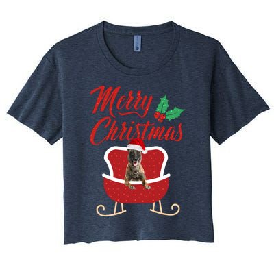 Malinois Dog Merry Christmas Design For The Holiday Season! Women's Crop Top Tee