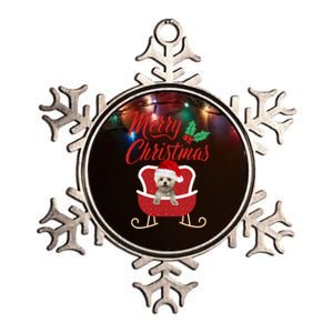 Maltese Dog Merry Christmas Design For The Holiday Season! Metallic Star Ornament