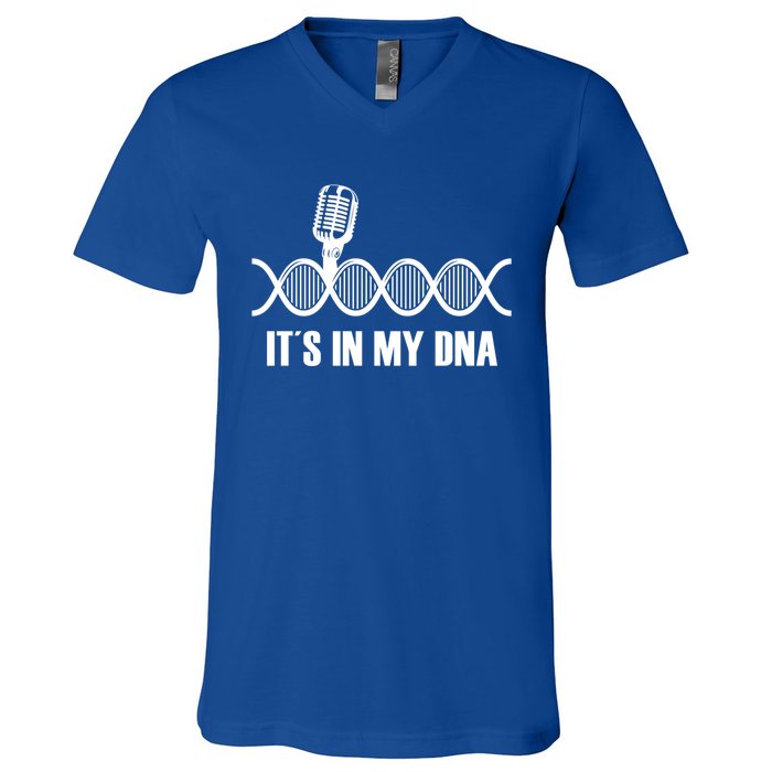 My Dna Microphone Sing Studio Record Singer Lyrics Artist Gift V-Neck T-Shirt