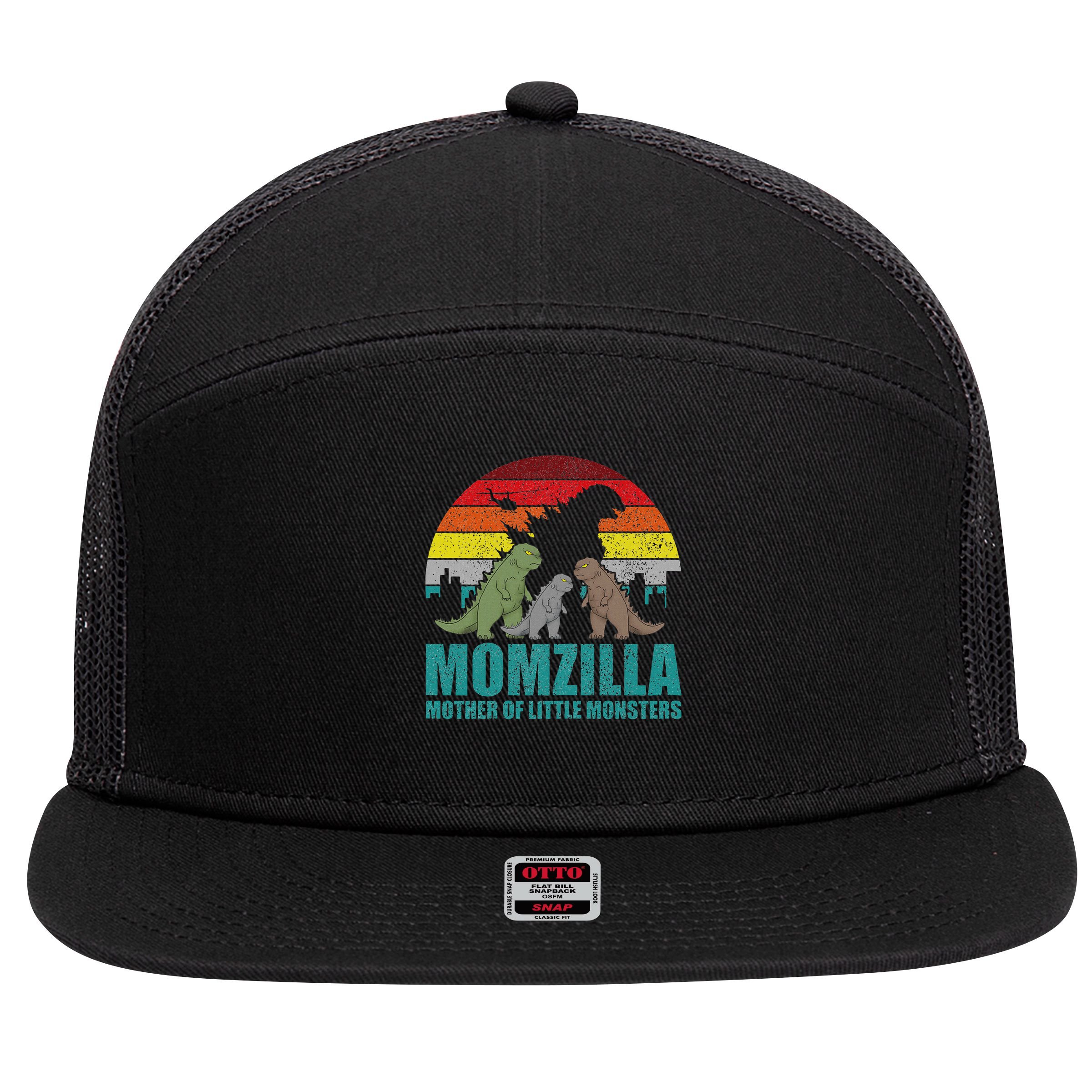 Mothers Day Momzilla Mother Of Little Monsters 7 Panel Mesh Trucker Snapback Hat