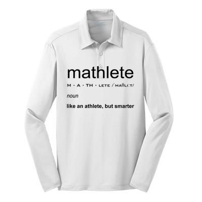 Mathlete Definition Nerd Geek Math Gifts Funny Math Silk Touch Performance Long Sleeve Polo