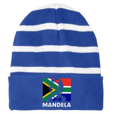 Mandela Day Nelson Mandela Design Striped Beanie with Solid Band