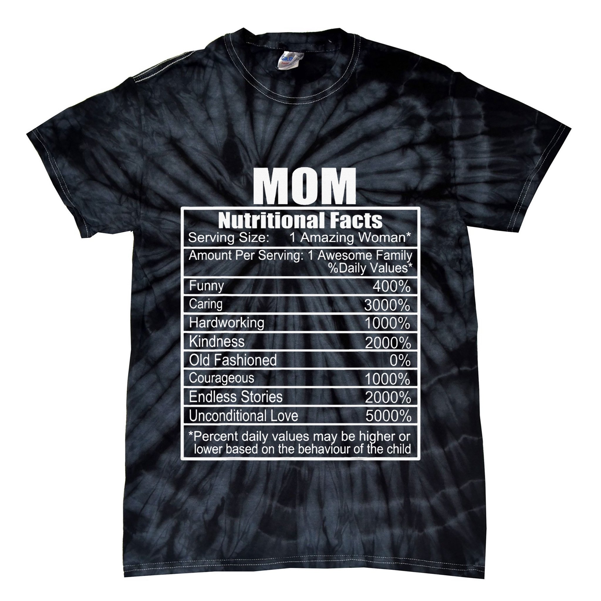 Mothers Day Nutrition Facts Mom Nutritional Facts Tie-Dye T-Shirt