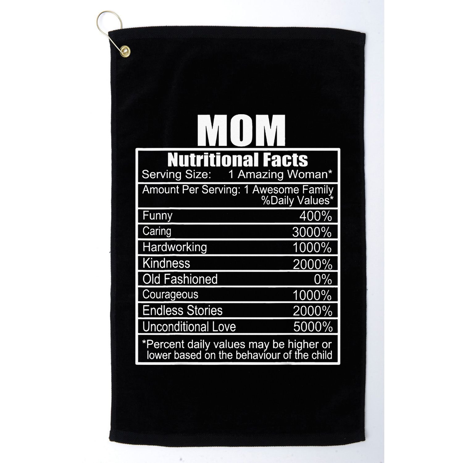 Mothers Day Nutrition Facts Mom Nutritional Facts Golf Towel