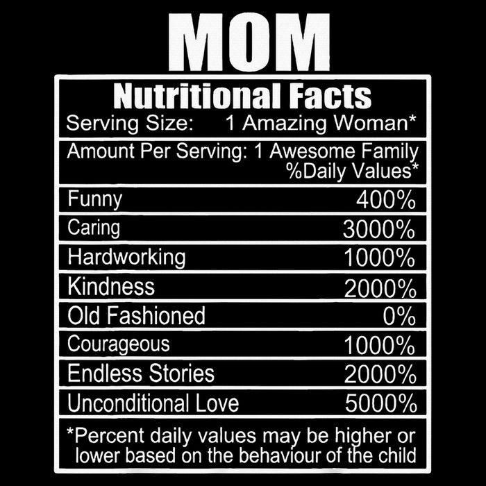 Mothers Day Nutrition Facts Mom Nutritional Facts Kids T-Shirt