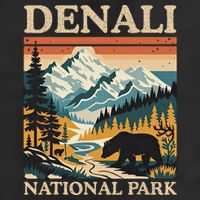 Mount Denali National Park 7 Panel Mesh Trucker Snapback Hat
