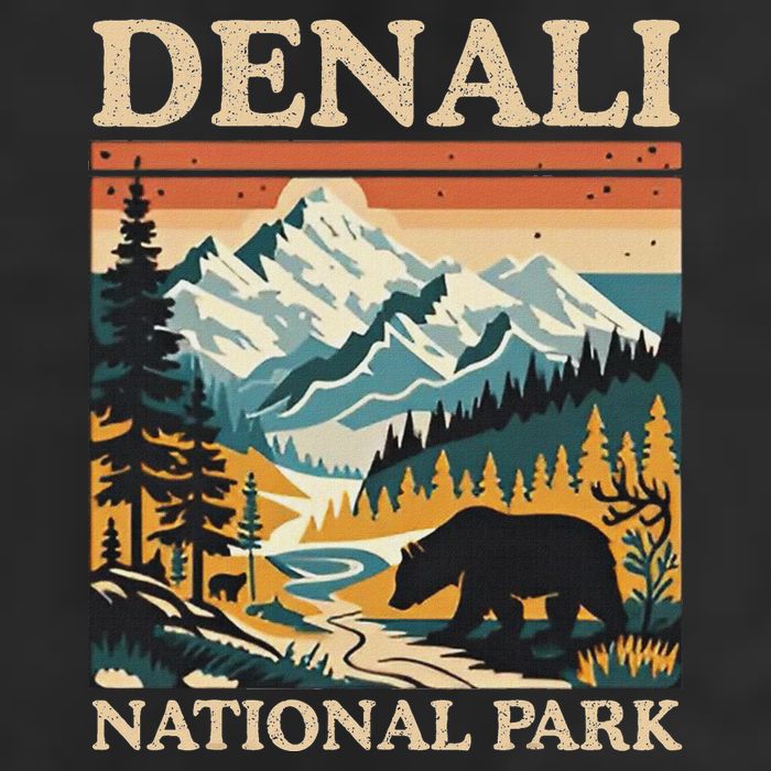 Mount Denali National Park 7 Panel Mesh Trucker Snapback Hat