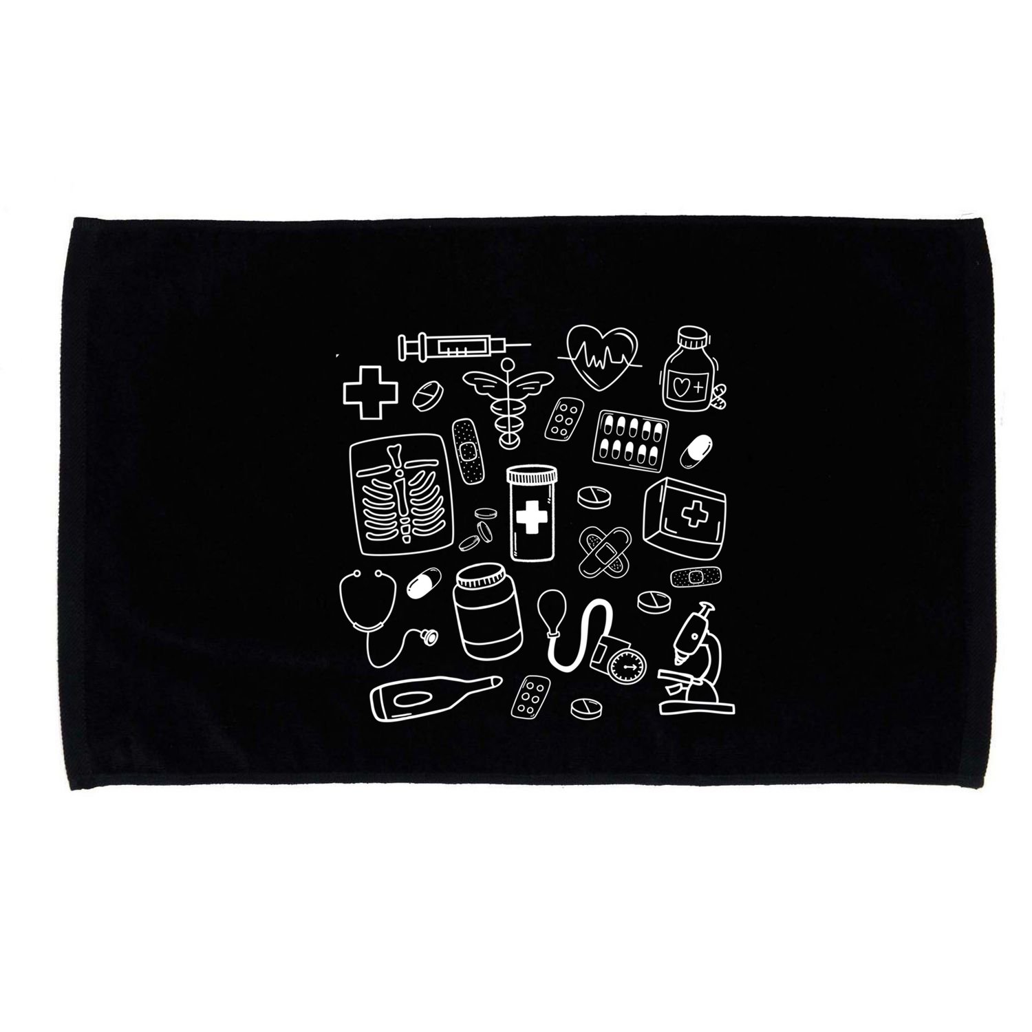 Medical Doodles Nurse Healthcare Profession Funny Gift Microfiber Hand Towel