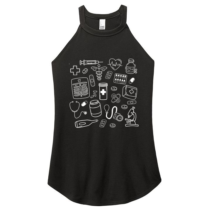 Medical Doodles Nurse Healthcare Profession Funny Gift Women's Perfect Tri Rocker Tank