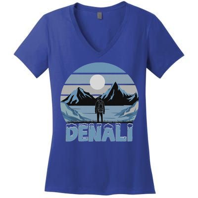 Mt. Denali National Park Alaska Mountain Women's V-Neck T-Shirt