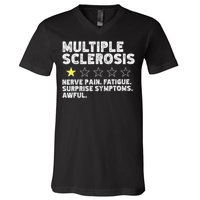 MS Do Not Recommend Funny Multiple Sclerosis Humor Awareness V-Neck T-Shirt
