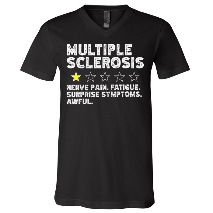 MS Do Not Recommend Funny Multiple Sclerosis Humor Awareness V-Neck T-Shirt