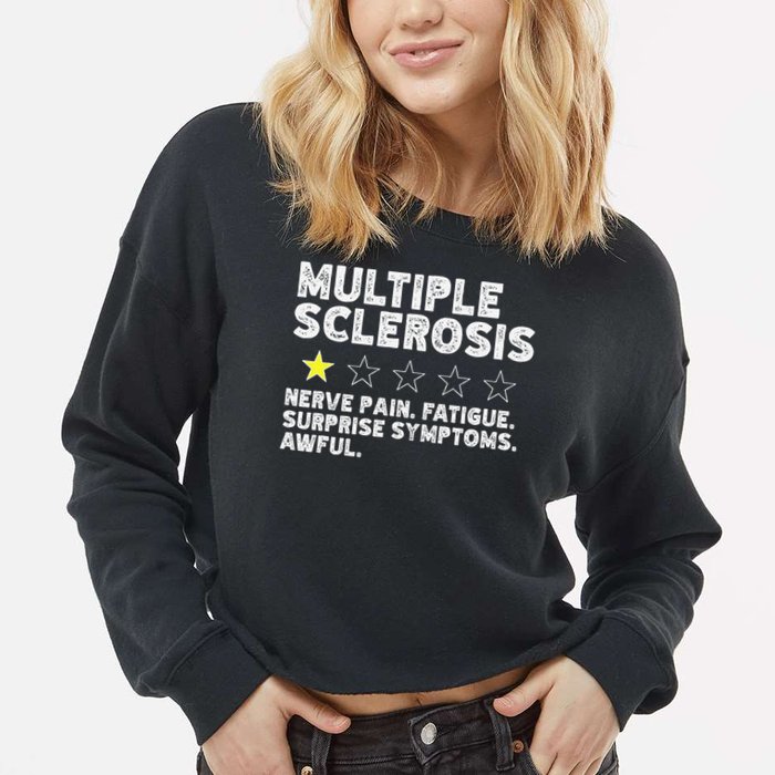MS Do Not Recommend Funny Multiple Sclerosis Humor Awareness Cropped Pullover Crew