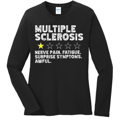 MS Do Not Recommend Funny Multiple Sclerosis Humor Awareness Ladies Long Sleeve Shirt