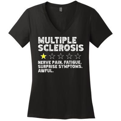MS Do Not Recommend Funny Multiple Sclerosis Humor Awareness Women's V-Neck T-Shirt