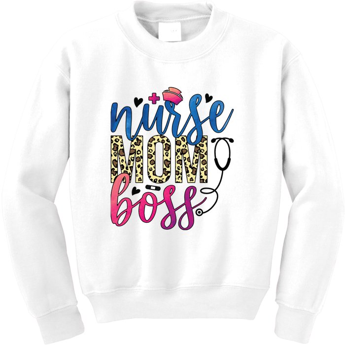 Mother's Day Nurse Mom Boss Essential Gift Kids Sweatshirt