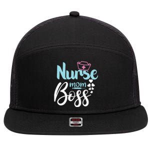 Mother's Day NURSE MOM BOSS Fitted Gift 7 Panel Mesh Trucker Snapback Hat