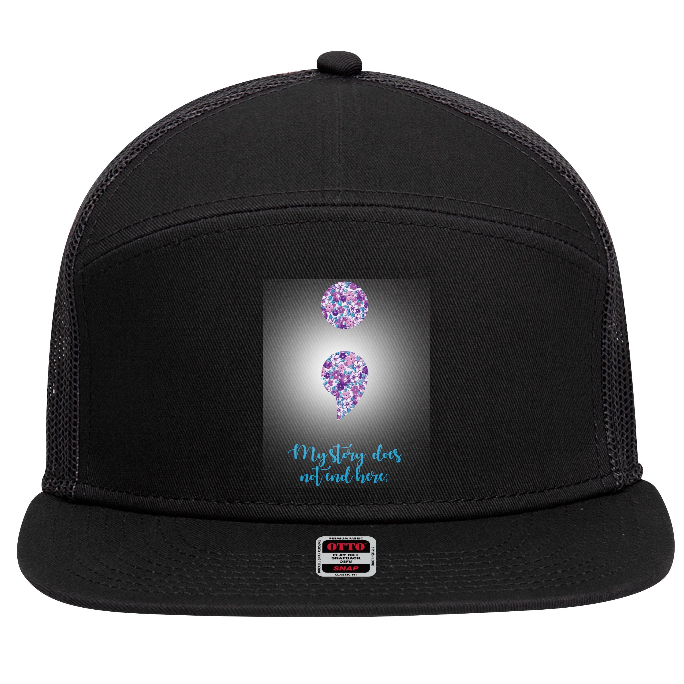 Mystery Does Not End Here Alzheimer's Awareness 7 Panel Mesh Trucker Snapback Hat