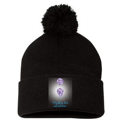 Mystery Does Not End Here Alzheimer's Awareness Pom Pom 12in Knit Beanie
