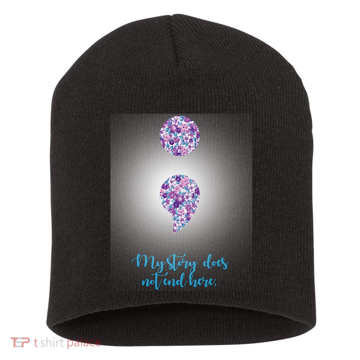 Mystery Does Not End Here Alzheimer's Awareness Short Acrylic Beanie