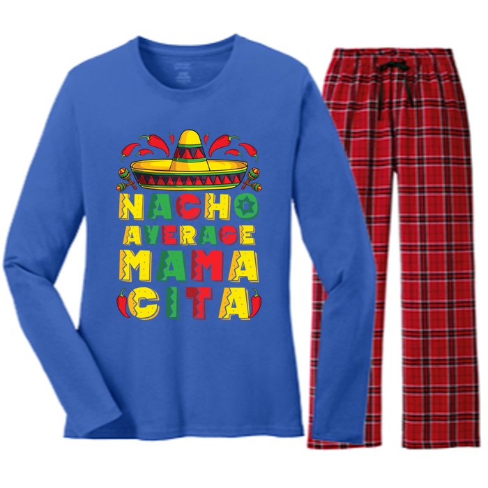 Mexican Dress Nacho Average Mamacita Cinco De Mayo Pregnancy Great Gift Women's Long Sleeve Flannel Pajama Set 