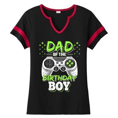 Men Dad Of The Birthday Boy Matching Video Gamer Birthday Party Ladies Halftime Notch Neck Tee