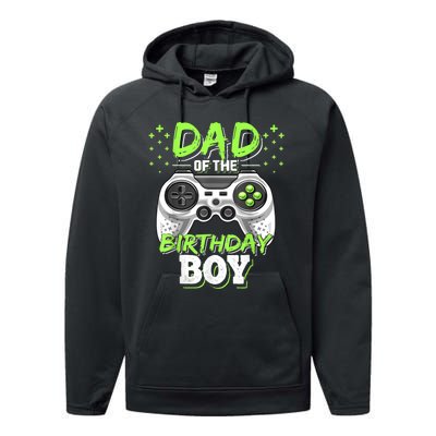 Men Dad Of The Birthday Boy Matching Video Gamer Birthday Party Performance Fleece Hoodie