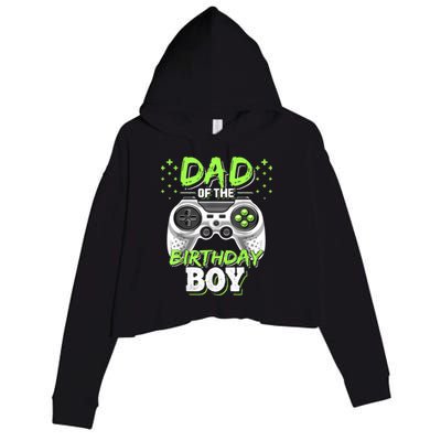 Men Dad Of The Birthday Boy Matching Video Gamer Birthday Party Crop Fleece Hoodie