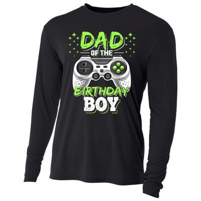 Men Dad Of The Birthday Boy Matching Video Gamer Birthday Party Cooling Performance Long Sleeve Crew