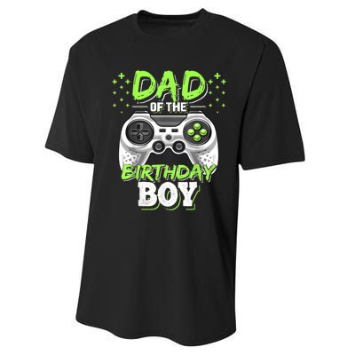 Men Dad Of The Birthday Boy Matching Video Gamer Birthday Party Performance Sprint T-Shirt