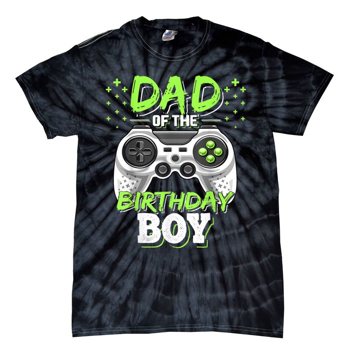 Men Dad Of The Birthday Boy Matching Video Gamer Birthday Party Tie-Dye T-Shirt